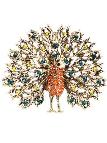 Multicolor Big Sparkling Peacock Brooches For Women -, Brooches , Drestiny , Australia, Black, Blue, Brooches, Canada, Deep Pink, Gender_Women, Green, New Zealand, Orange, Pink, United Kingdom, United States, Yellow , Drestiny , www.shopdrestiny.com